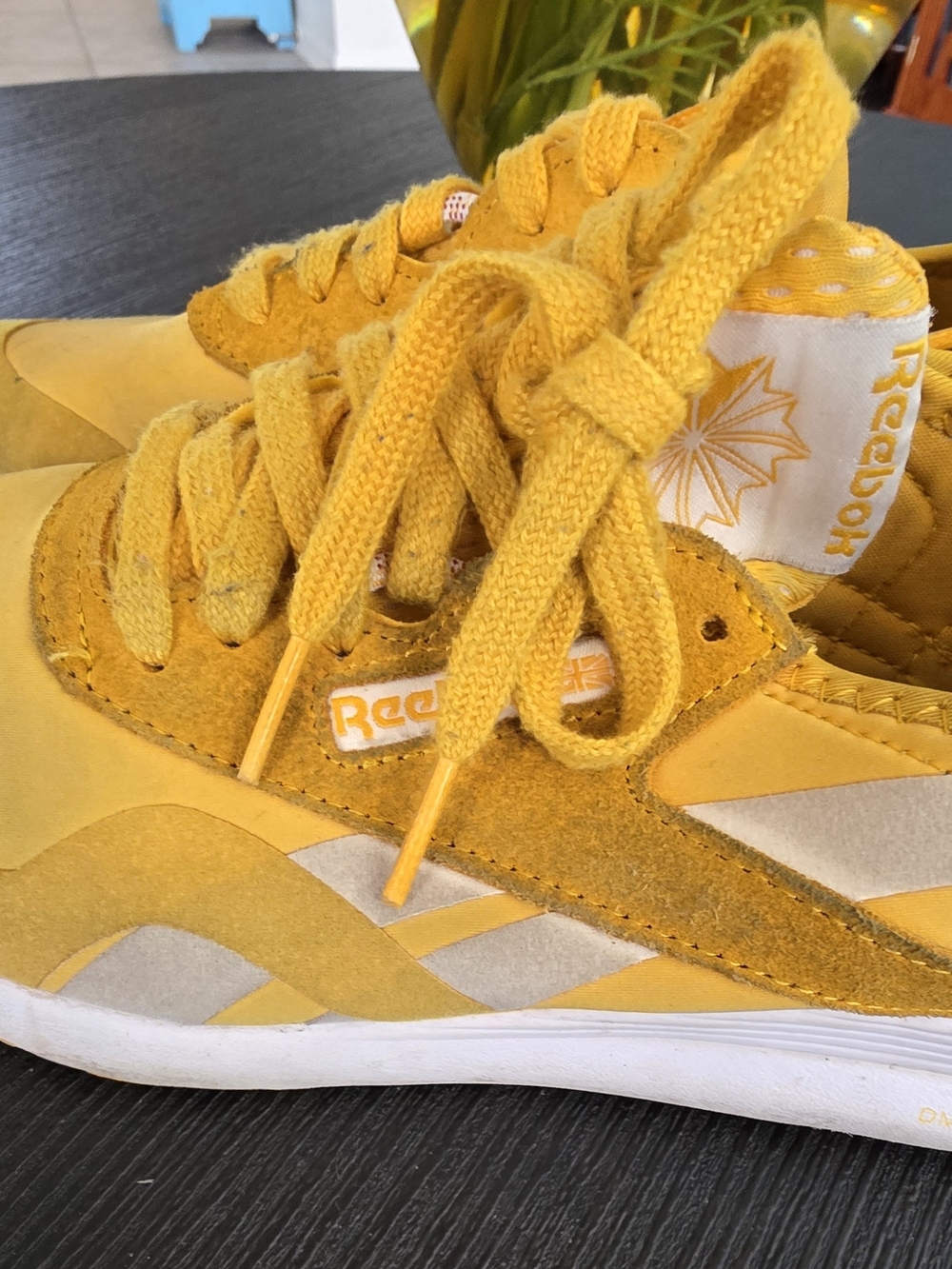Reebok Yellow Suede & Textile Low-Top Sneakers